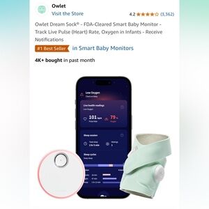 Owlet Dream Sock – Lightly Used (One Week) – Complete Set